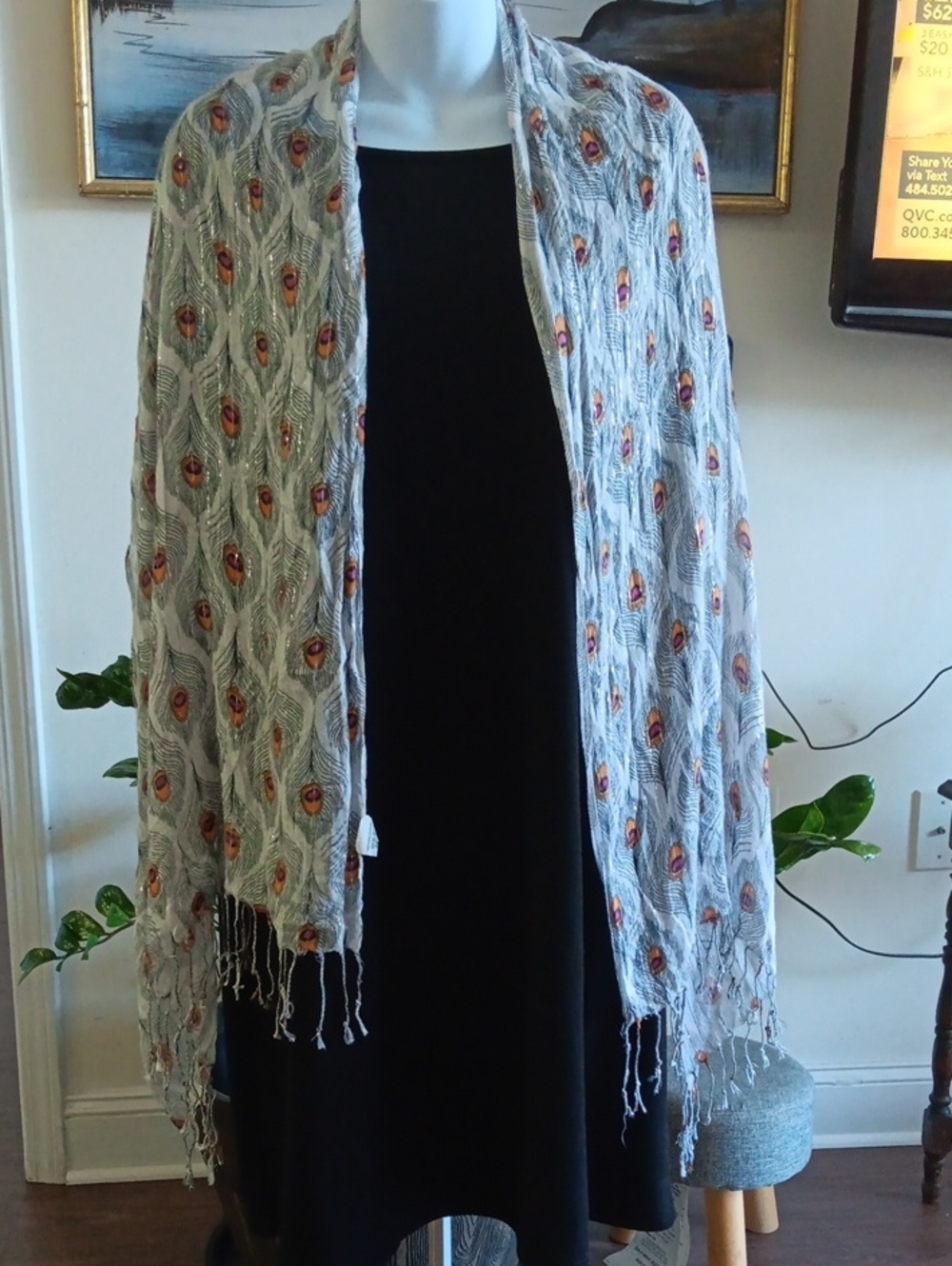 Print Scarf - Women Accessories Peacock Feathers